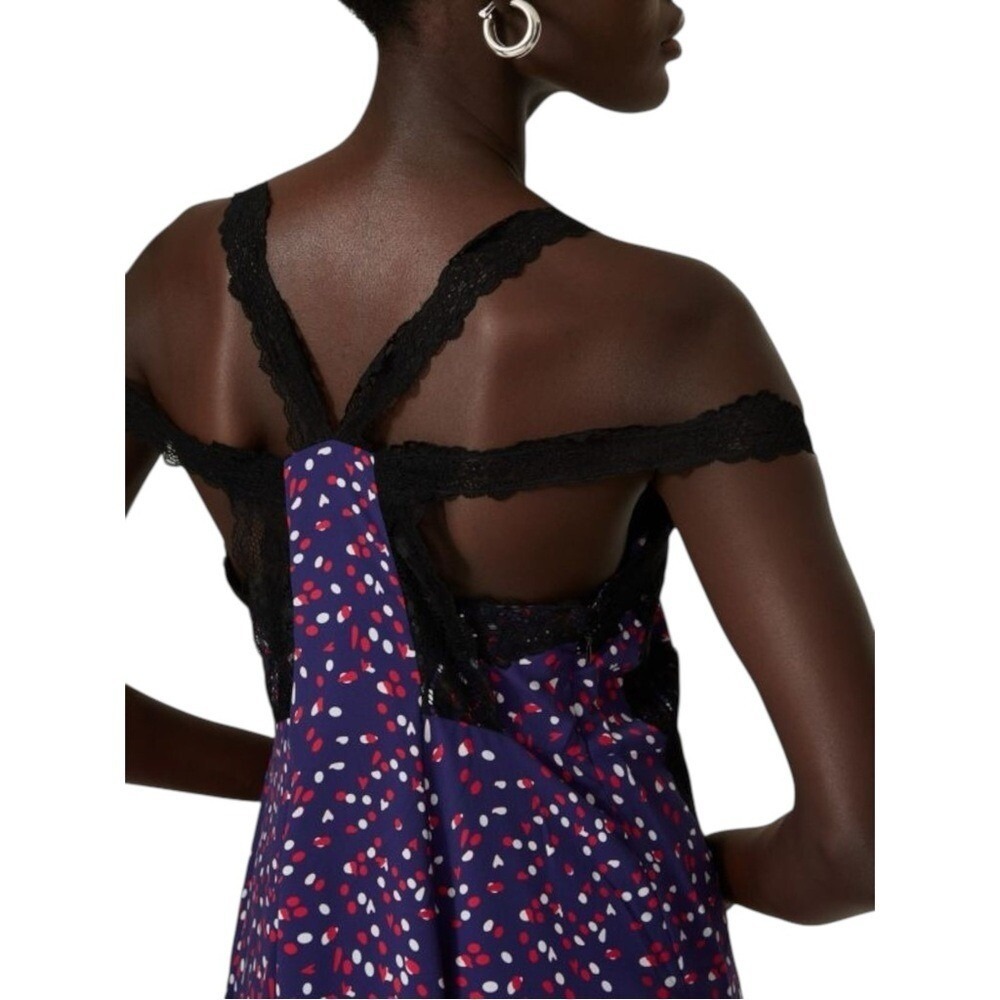KOCHE COLLECTIVE Designer Purple Lace Trim Romantic Slip Dress 36 / 4